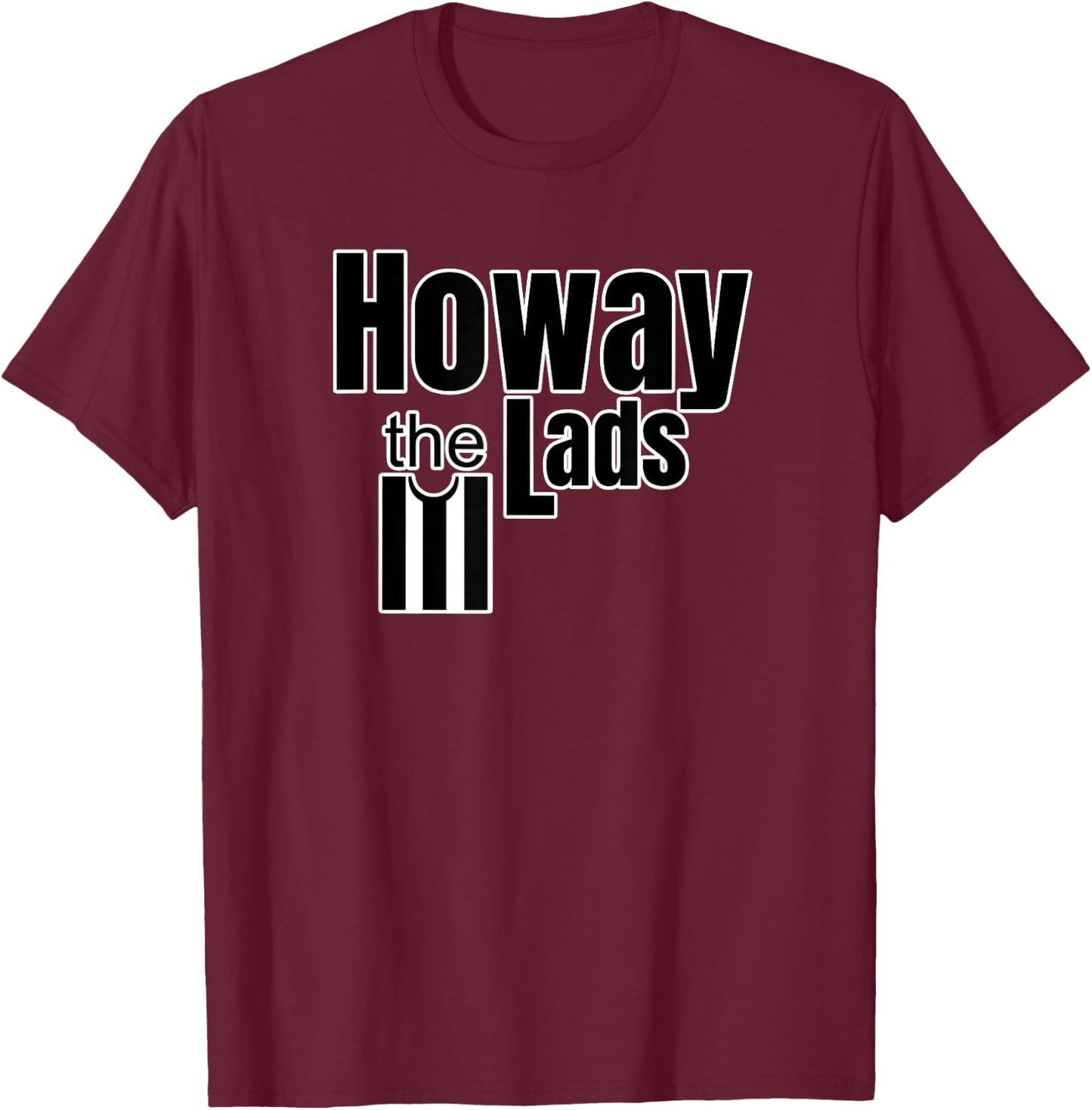 Newcastle Fan Howay The Lads Black and White T-Shirt - T-Shirt | Maroon