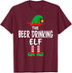 The Beer Drinking Elf Matching Family Christmas T-Shirt - T-Shirt | Maroon
