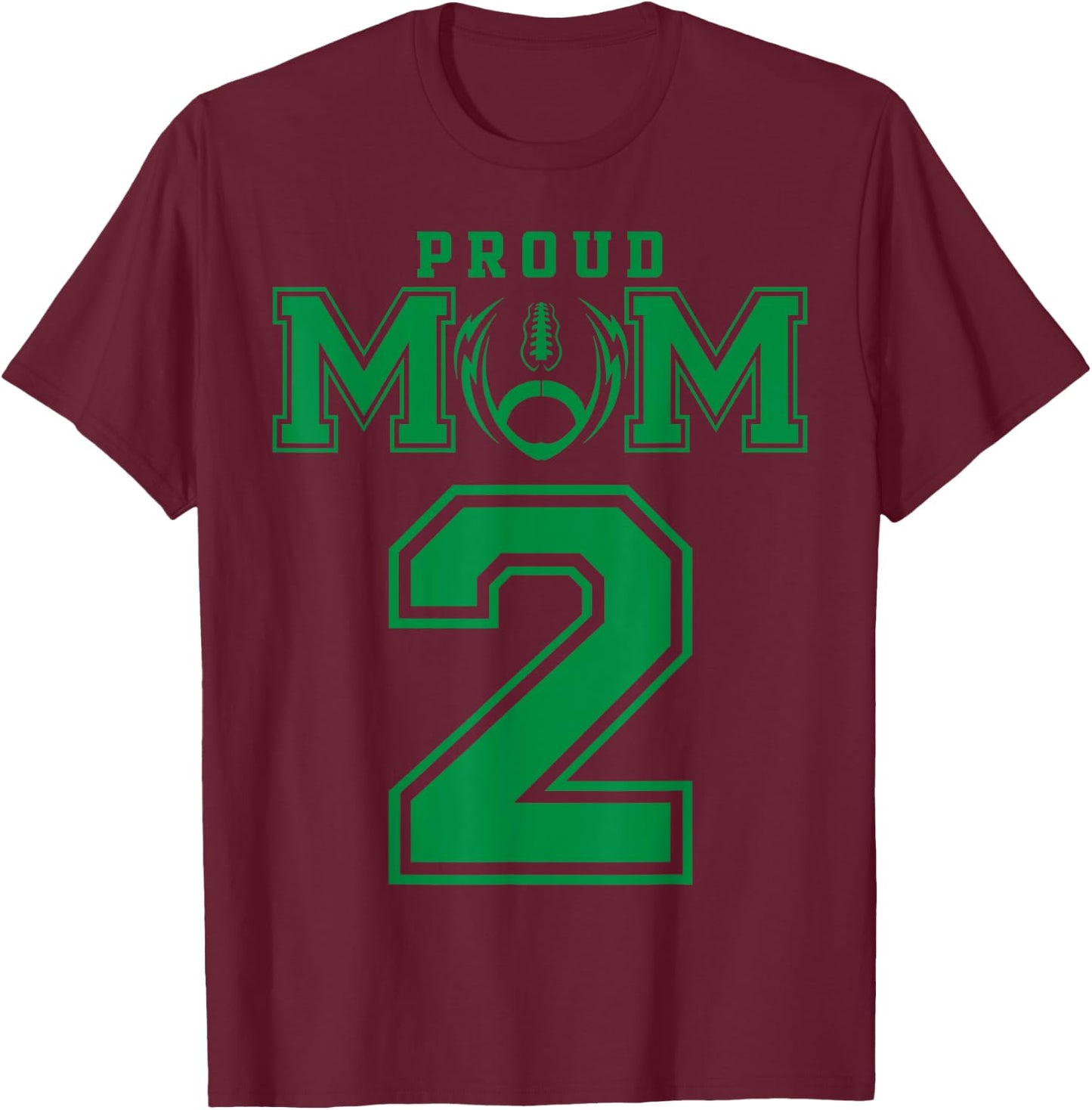 Custom Proud Football Mom Number 2 G Personalized T-Shirt - T-Shirt | Maroon