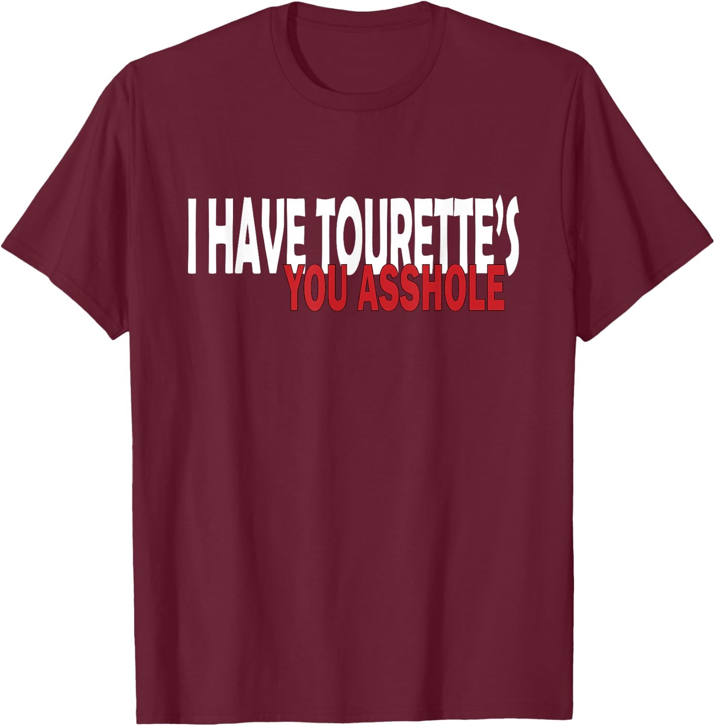 Funny Tourette Syndrome Awareness Pins and -Adults Tourette's Ribbon Tourettes Black Short Sleeve Classic Fit Small T-Shirt - T-Shirt | Maroon