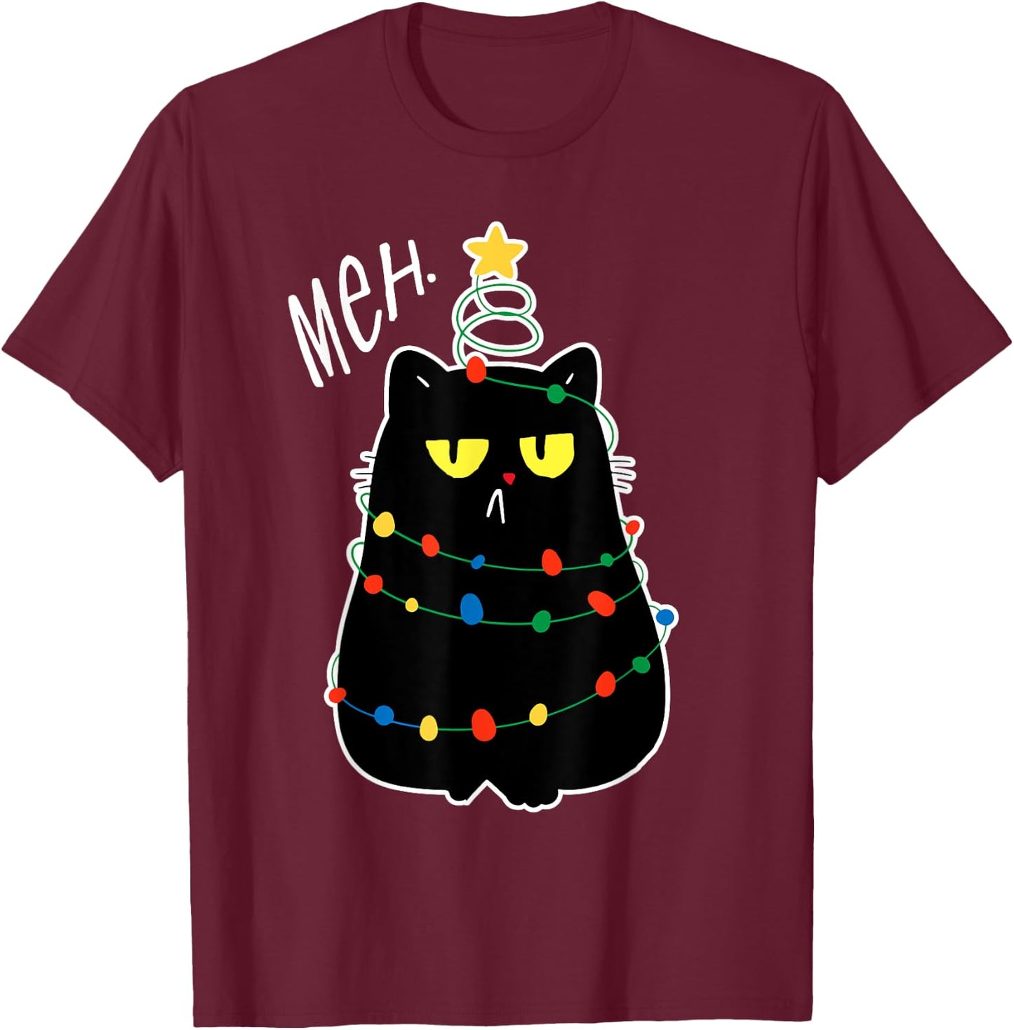 Christmas Meh Cat Kawaii Anime Japanese meow kitty cat lover Men Women Kids T-Shirt - T-Shirt | Maroon