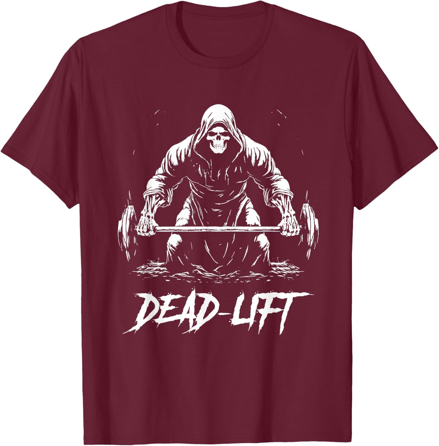Funny Dead Lift Grim Reaper Halloween Gym Weights Training T-Shirt - T-Shirt | Maroon