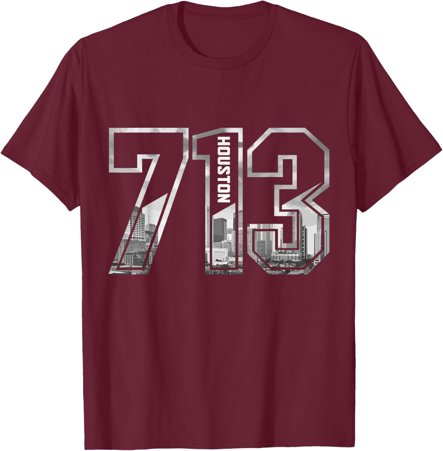 Houston Texas 713 Area Code Pride Vintage T-Shirt - T-Shirt | Maroon