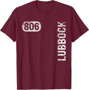 Lubbock Texas 806 Area Code Vintage Retro T-Shirt - T-Shirt | Maroon