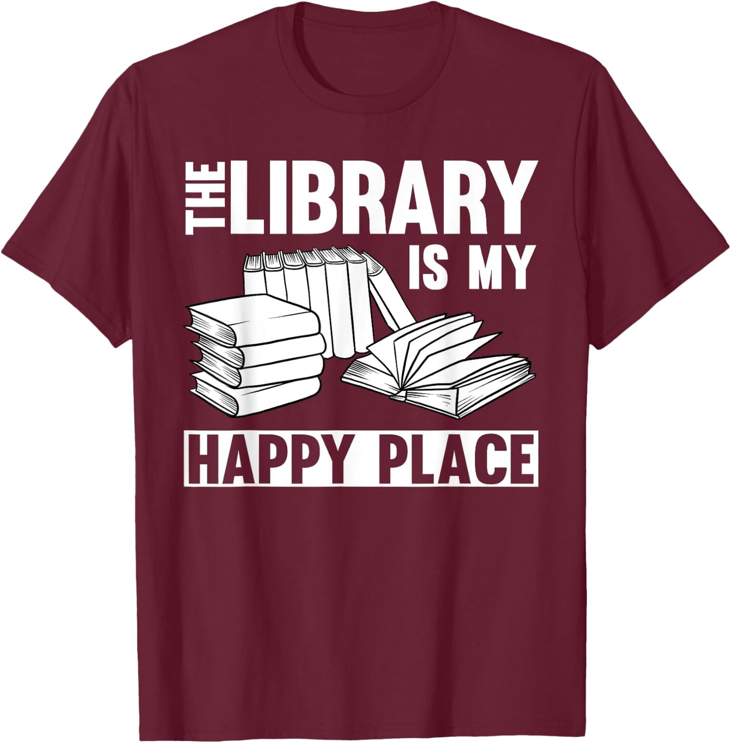 Cool Library Art Women Librarian Bookworm Book Lover T-Shirt - T-Shirt | Maroon