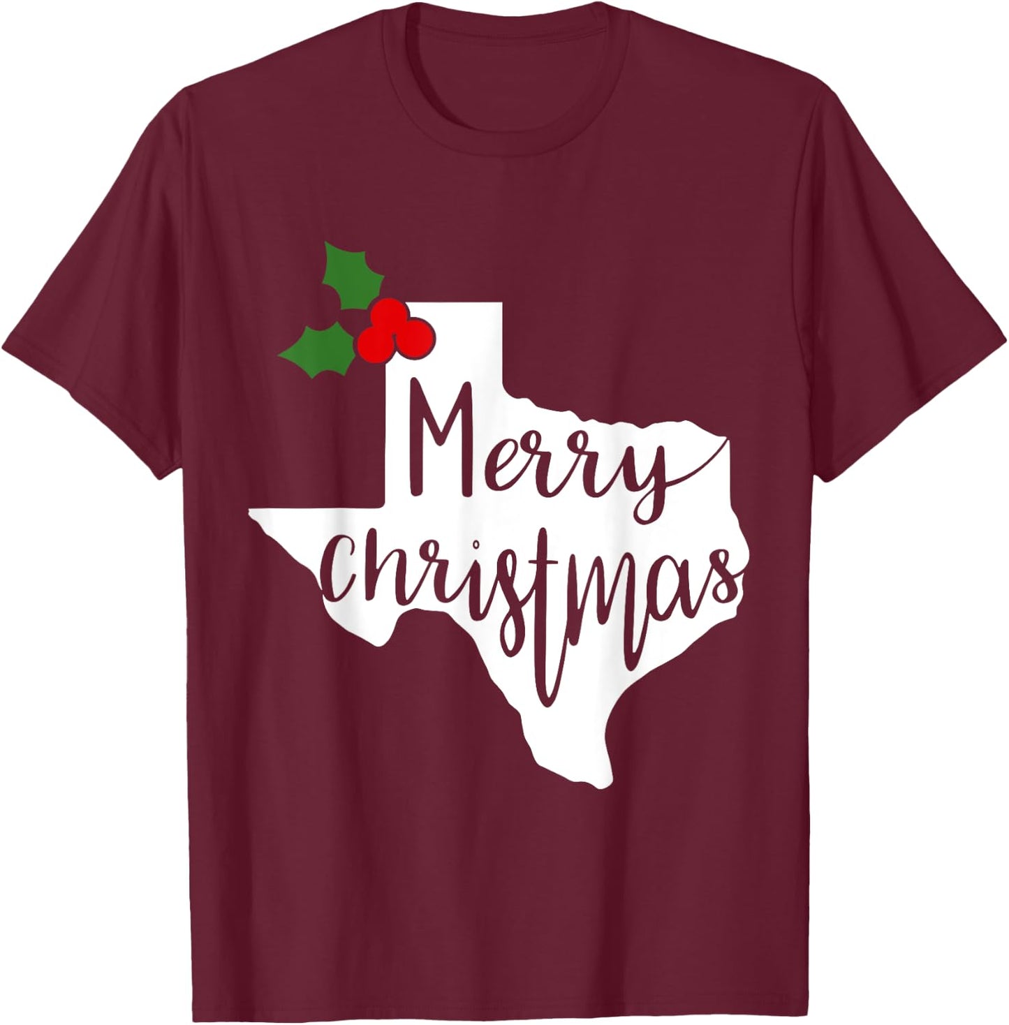 Merry Texmas Texas Christmas T-Shirt - T-Shirt | Maroon