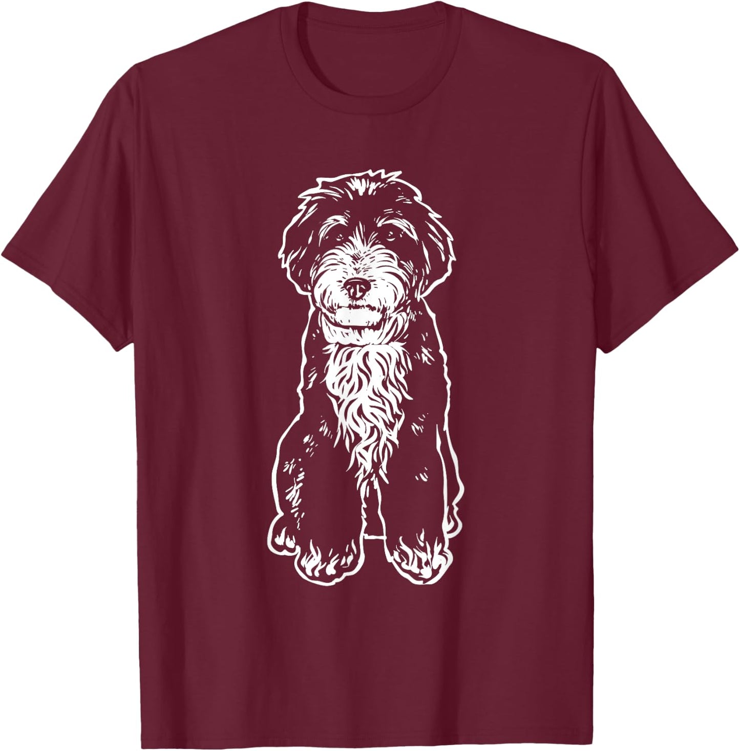 Bernedoodle Dog Doodle Silhouette, Bernedoodle T-Shirt - T-Shirt | Maroon