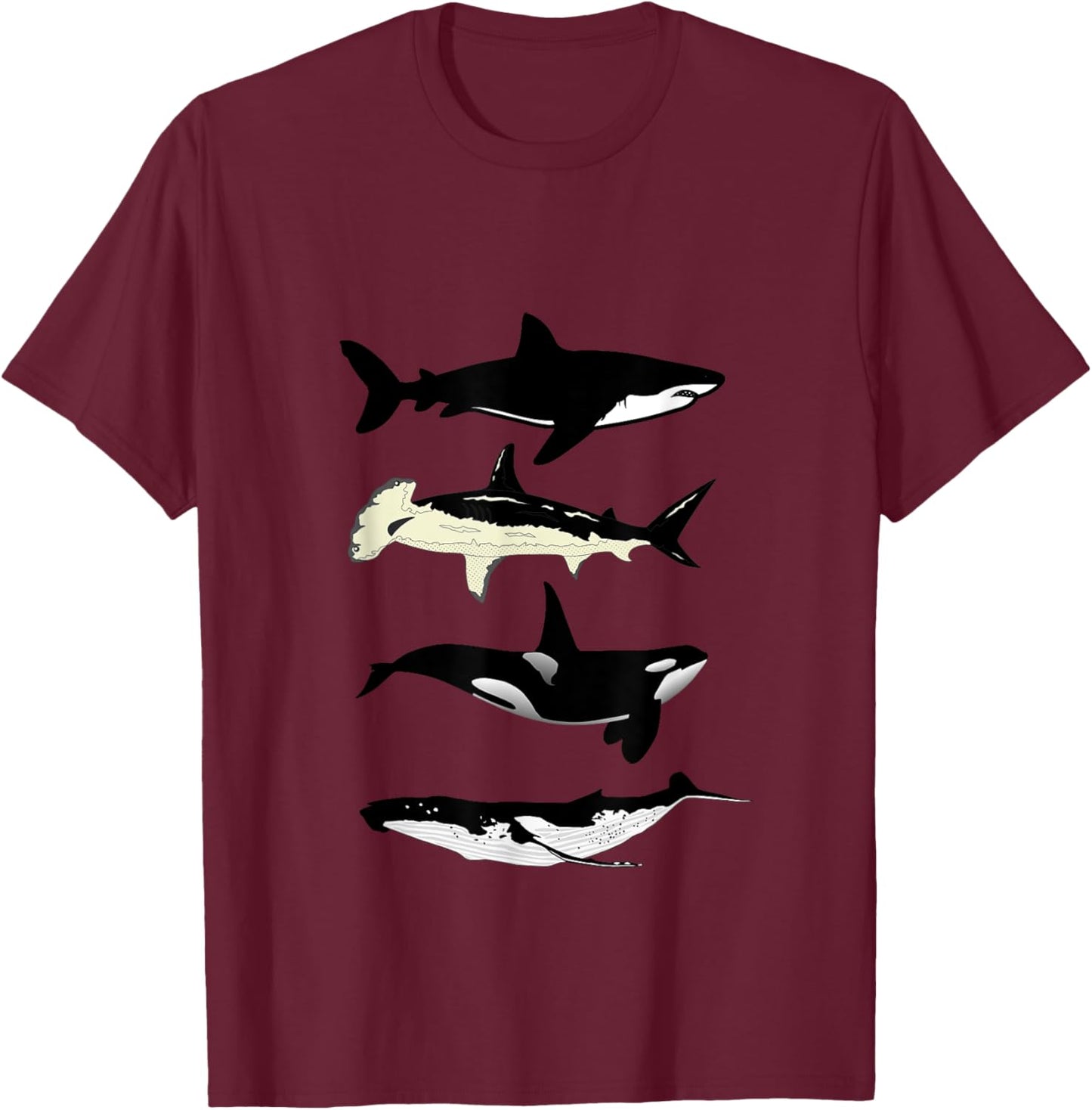 Shark whale orca Ocean Animals T-Shirt - T-Shirt | Maroon