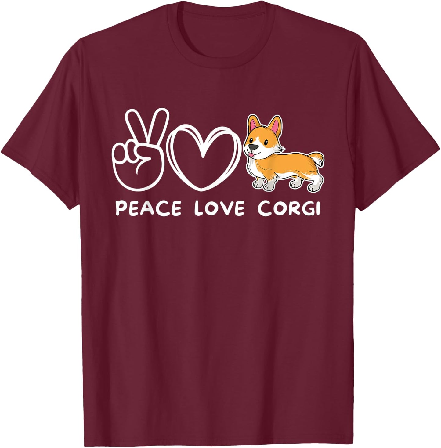 Peace, Love Corgi Retro Corgi Dog Lover Women Kids T-Shirt - T-Shirt | Maroon
