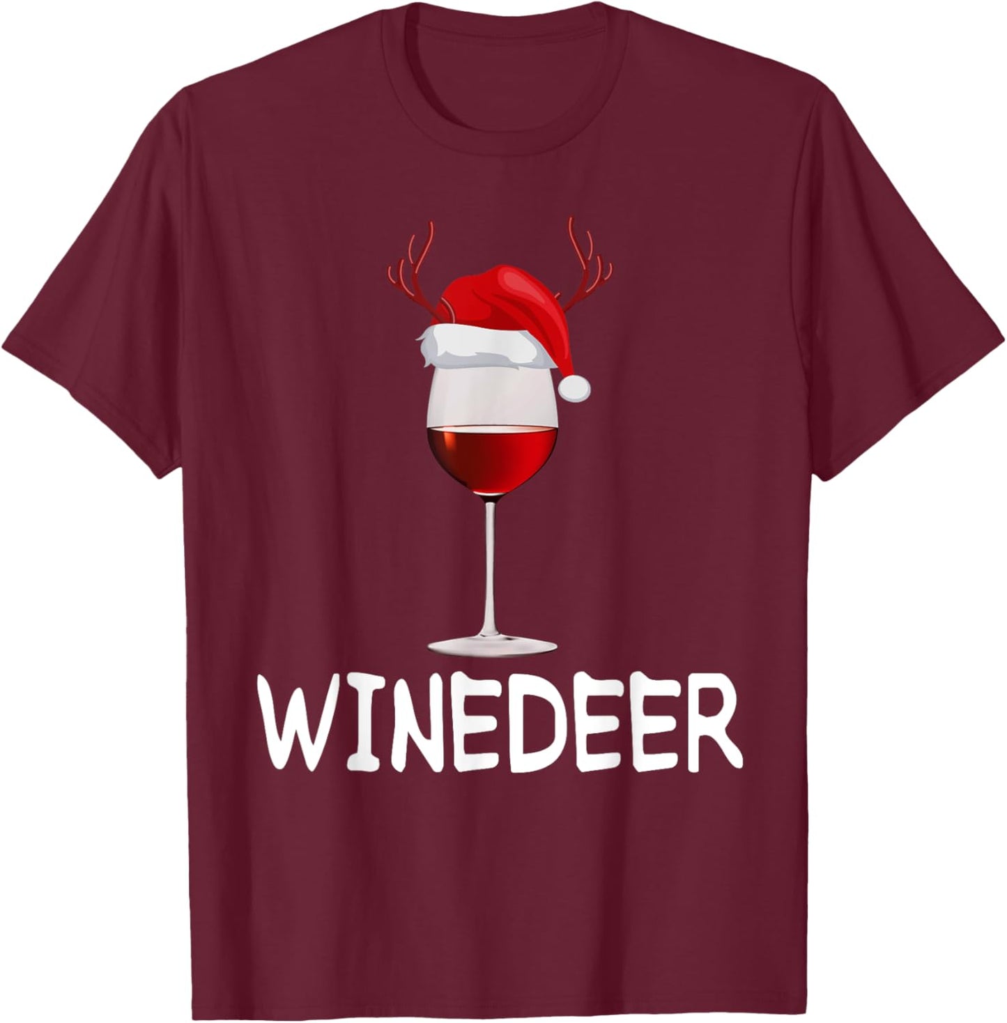 WineDeer ReinBeer Funny Wine Beer Christmas Couples Matching T-Shirt - T-Shirt | Maroon