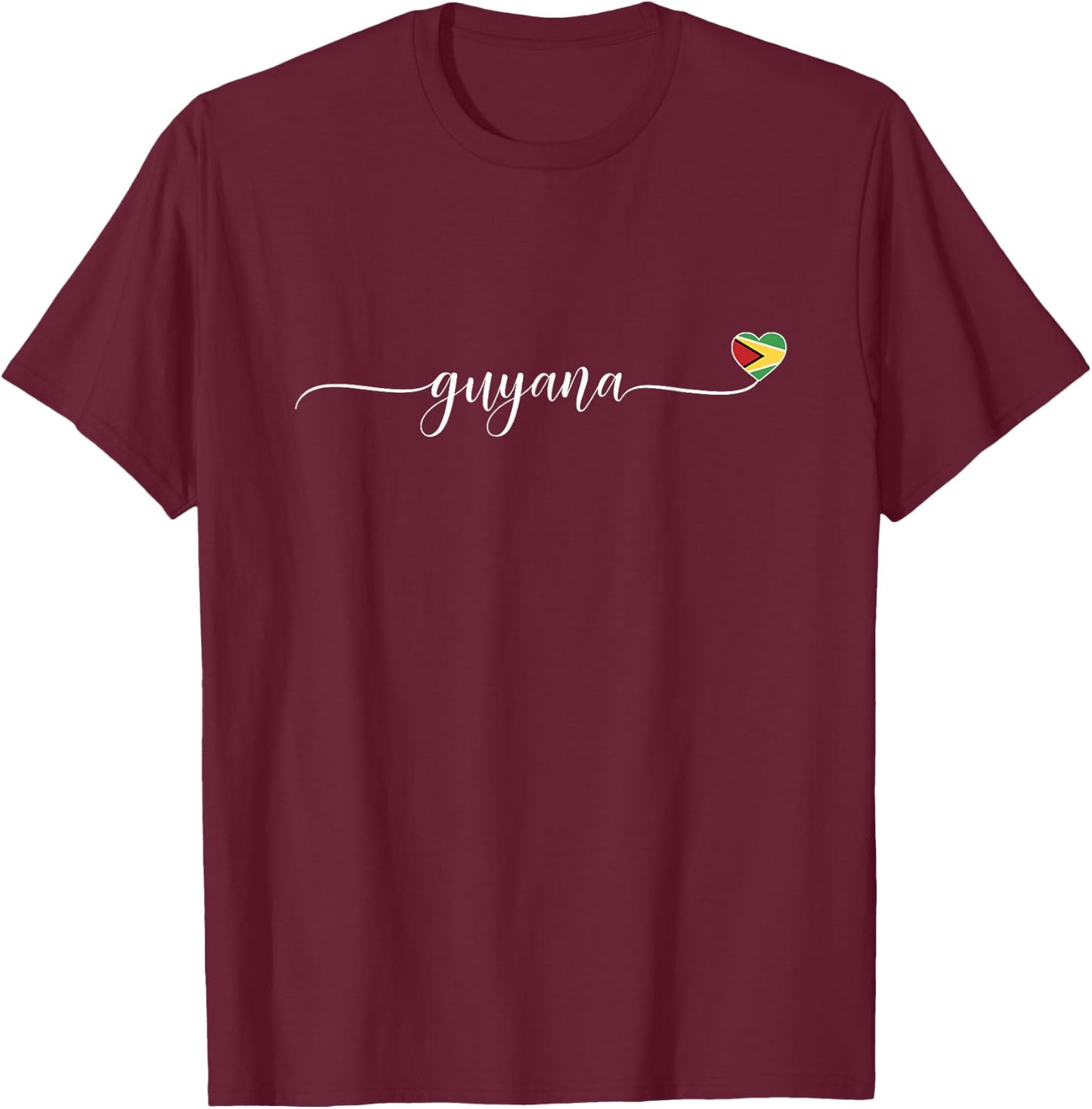 Guyana Flag Love Guyana Heart T-Shirt - T-Shirt | Maroon