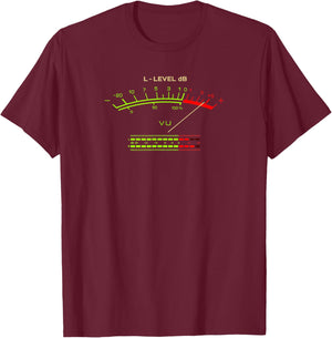 Retro VU Meter Vintage Hi-Fi Audio Stereo Music Sound T-Shirt - T-Shirt | Maroon