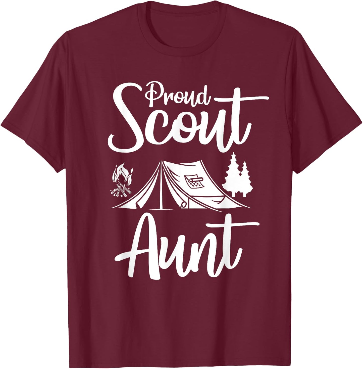 Proud Scout Aunt Camping Scouting Tent Scout Aunt Leader T-Shirt - T-Shirt | Maroon
