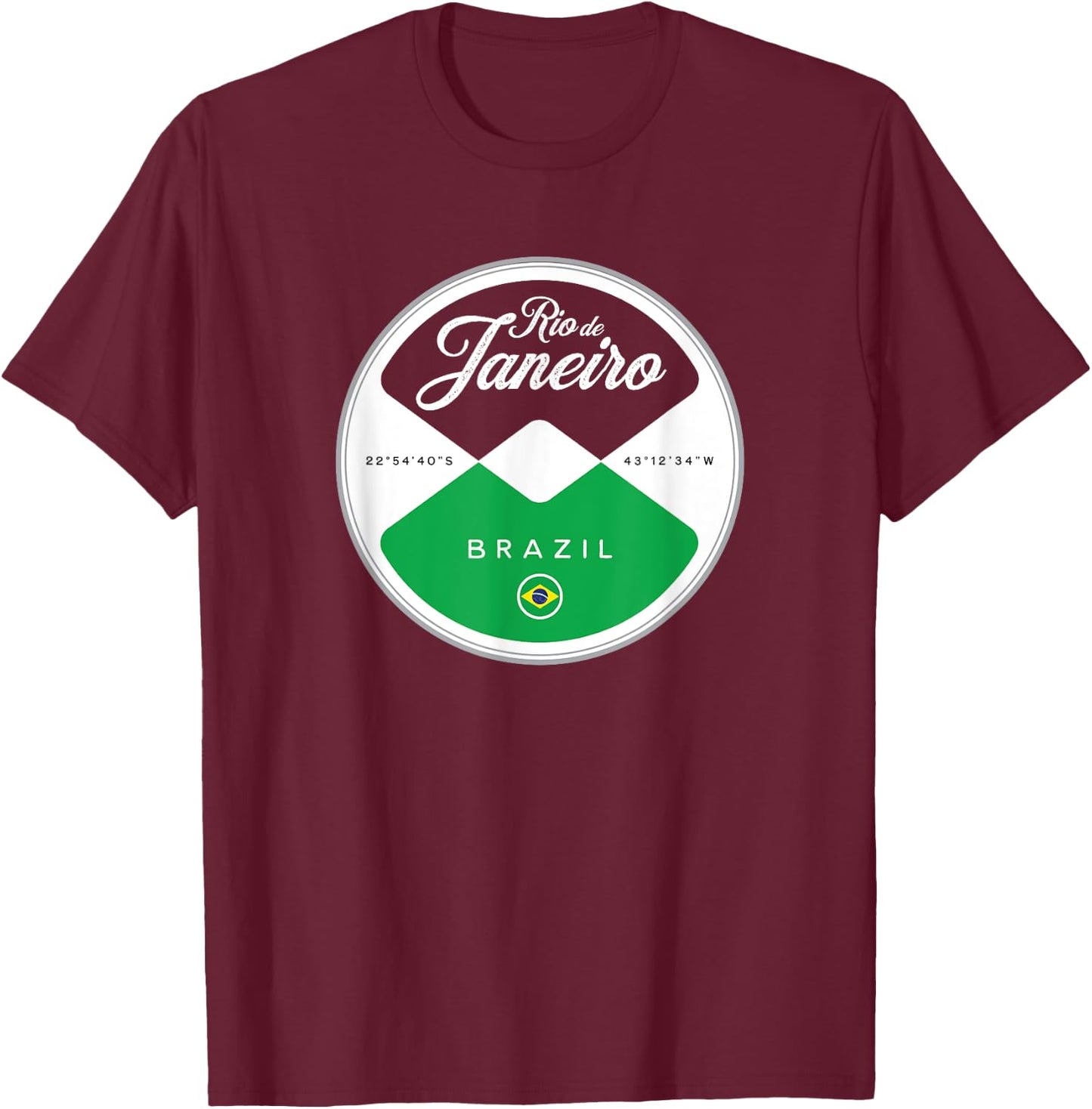 Rio de Janeiro Brazil Circle Graphic T-Shirt - T-Shirt | Maroon