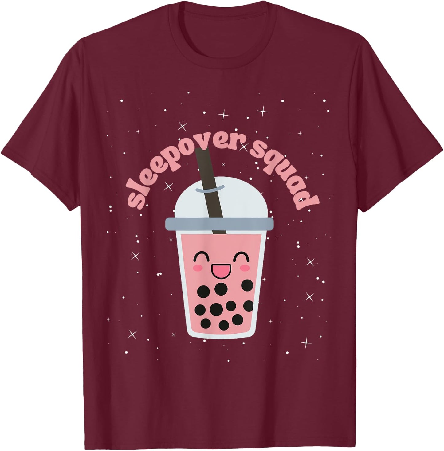 Slumber Party Squad Boba Bubble Tea Sleepover Kit Spa Party T-Shirt - T-Shirt | Maroon