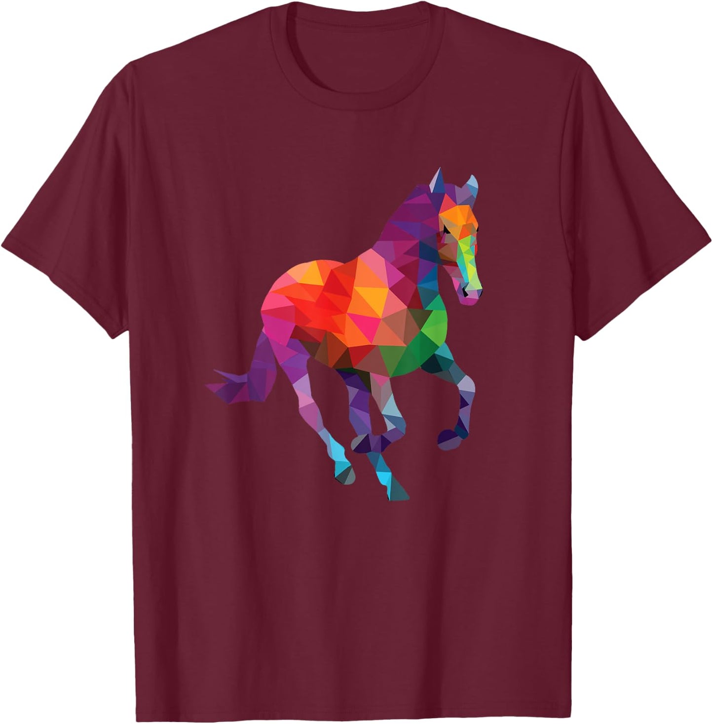 Geometric Horse - Horseman Horses Equestrian Riding Lover T-Shirt - T-Shirt | Maroon