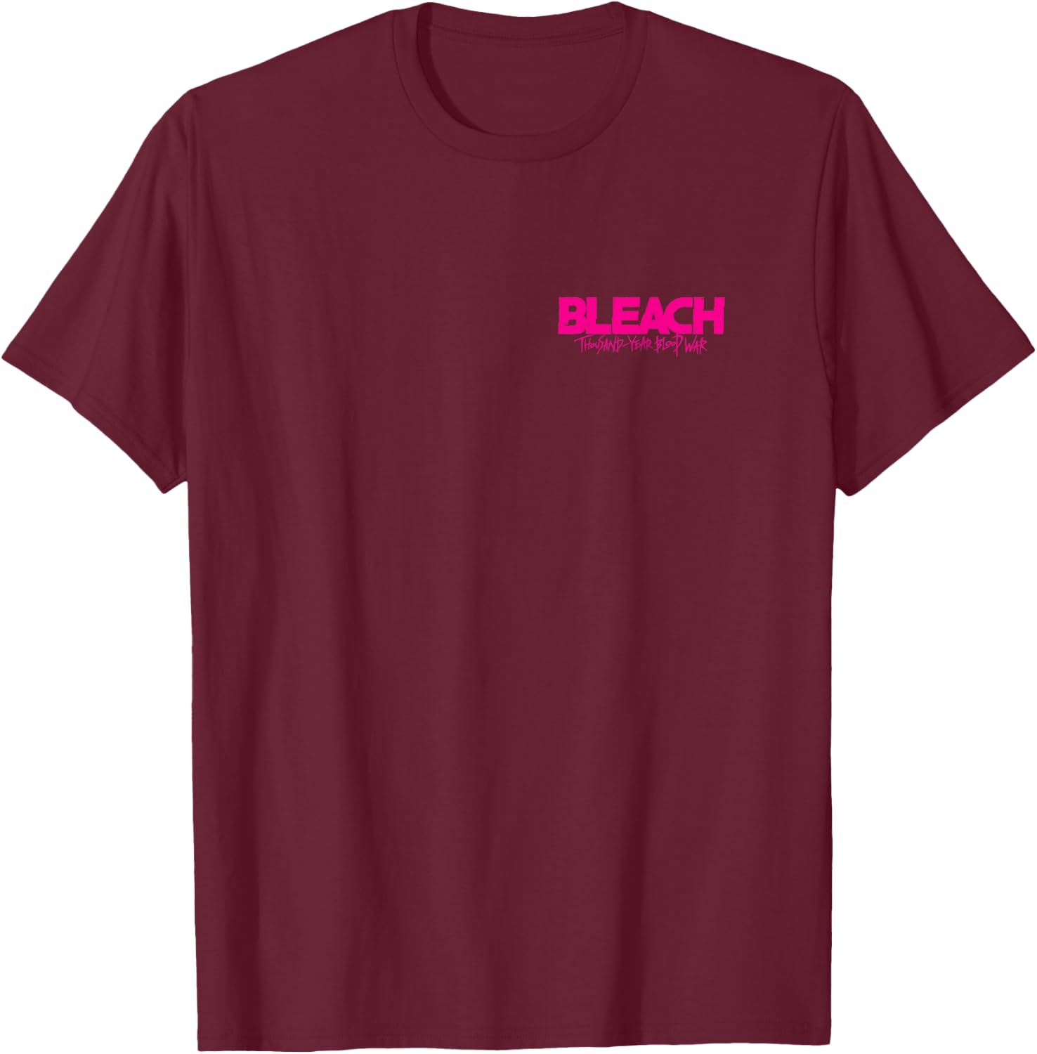 Bleach: Thousand Year Blood War Pink Text Front & Back Anime T-Shirt - T-Shirt | Maroon
