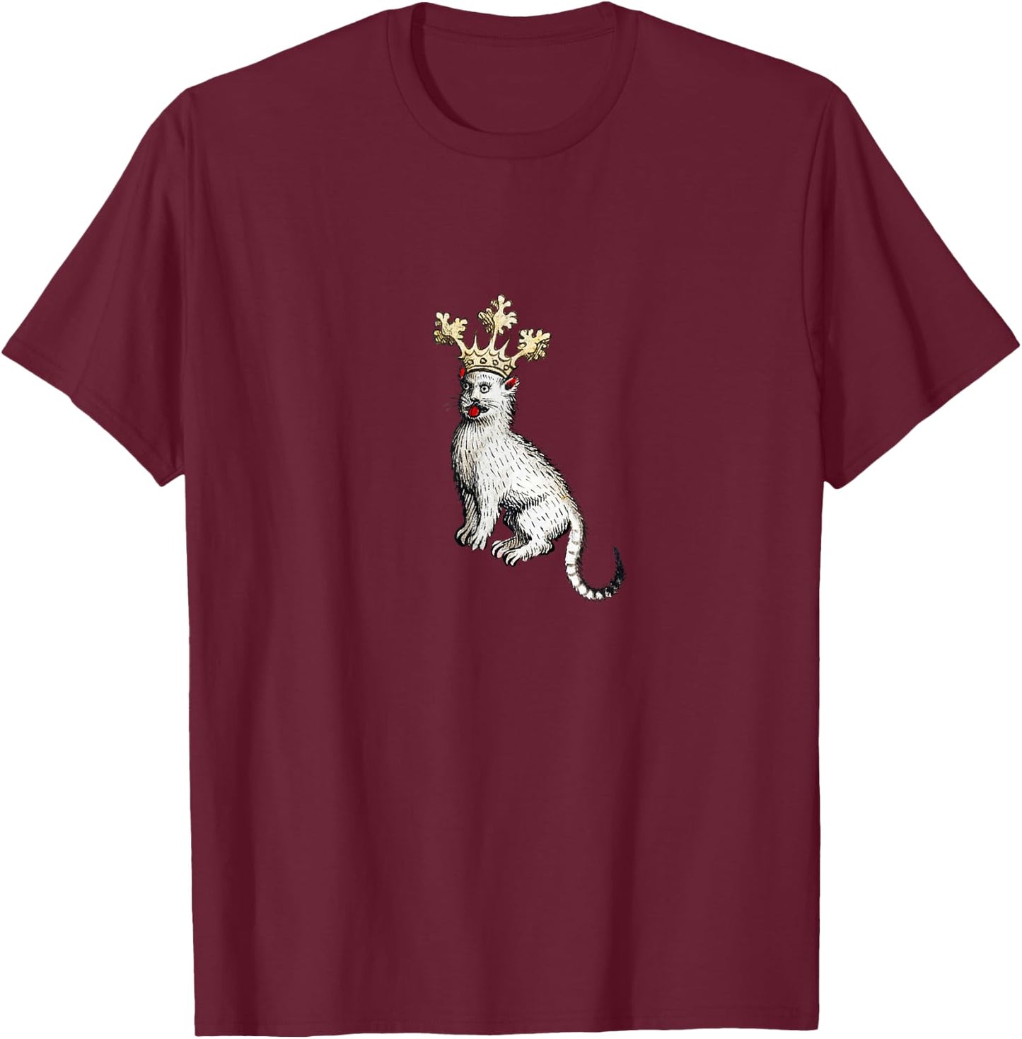 Weird Medieval Cat King T-Shirt - T-Shirt | Maroon