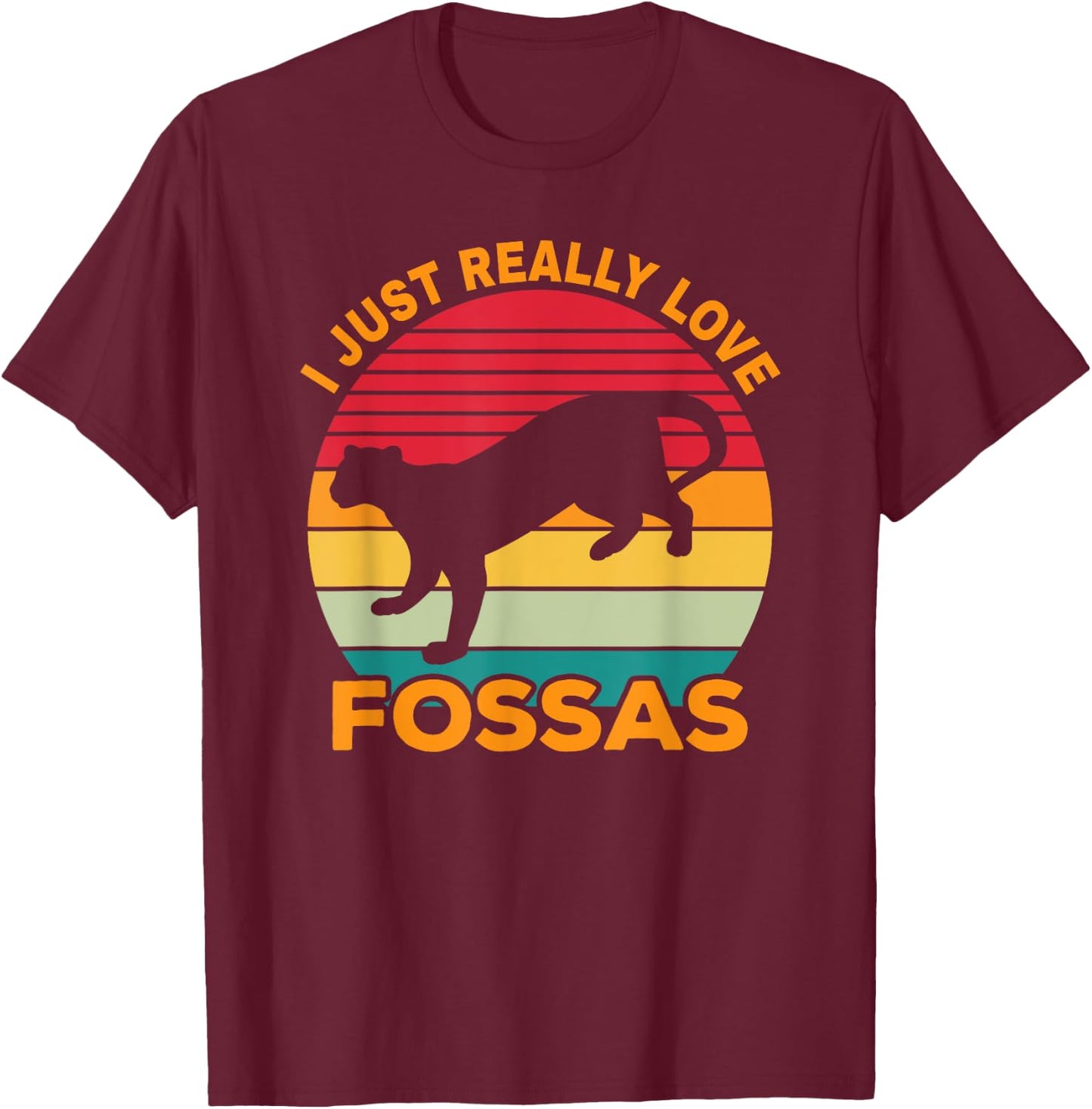Fossa Retro Vintage | Cute Carnivore Saying | Madagascar Cat Men Women T-Shirt - T-Shirt | Maroon
