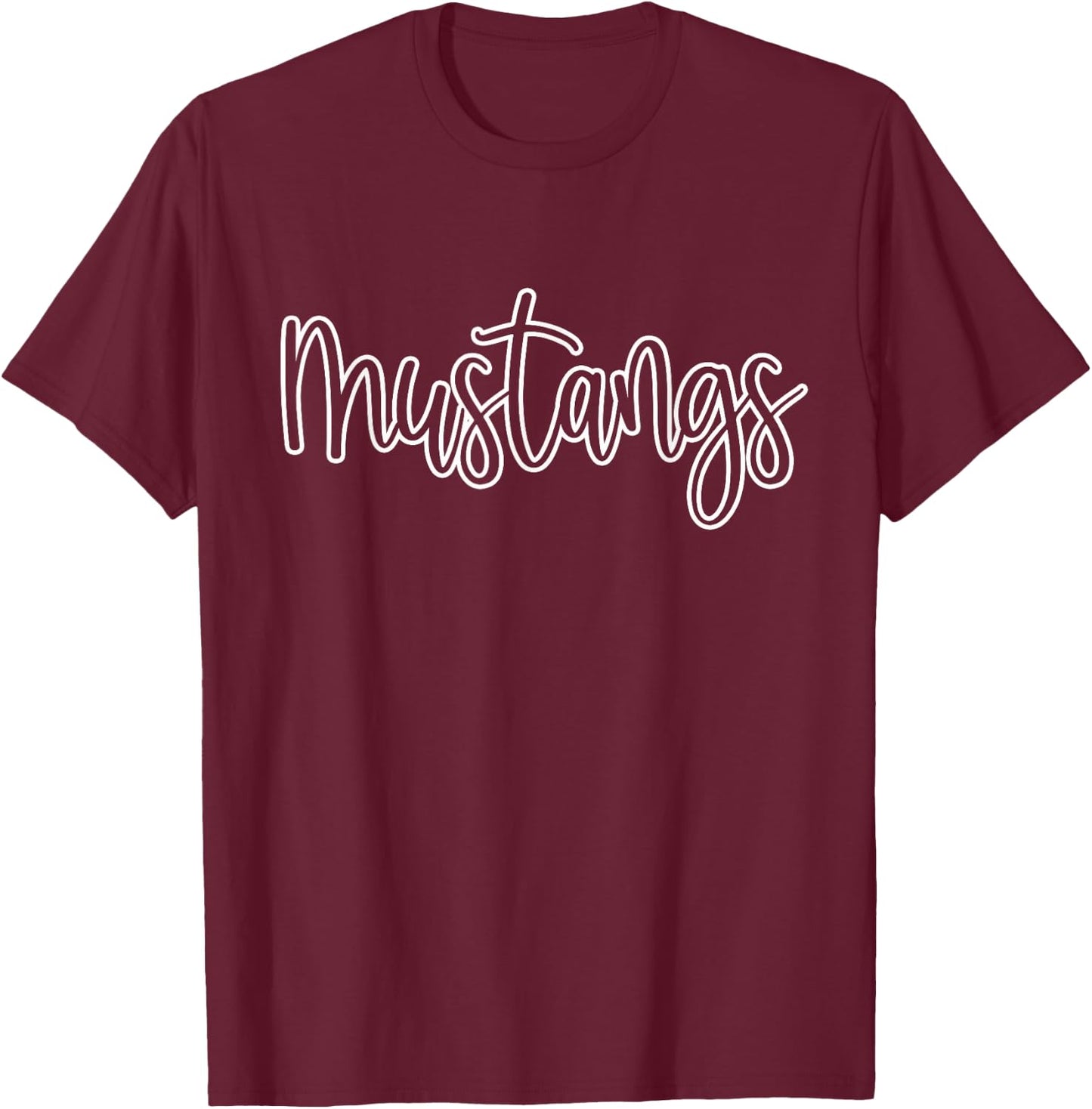 Mustangs Mascot School Sports Fan Team Spirit T-Shirt - T-Shirt | Maroon
