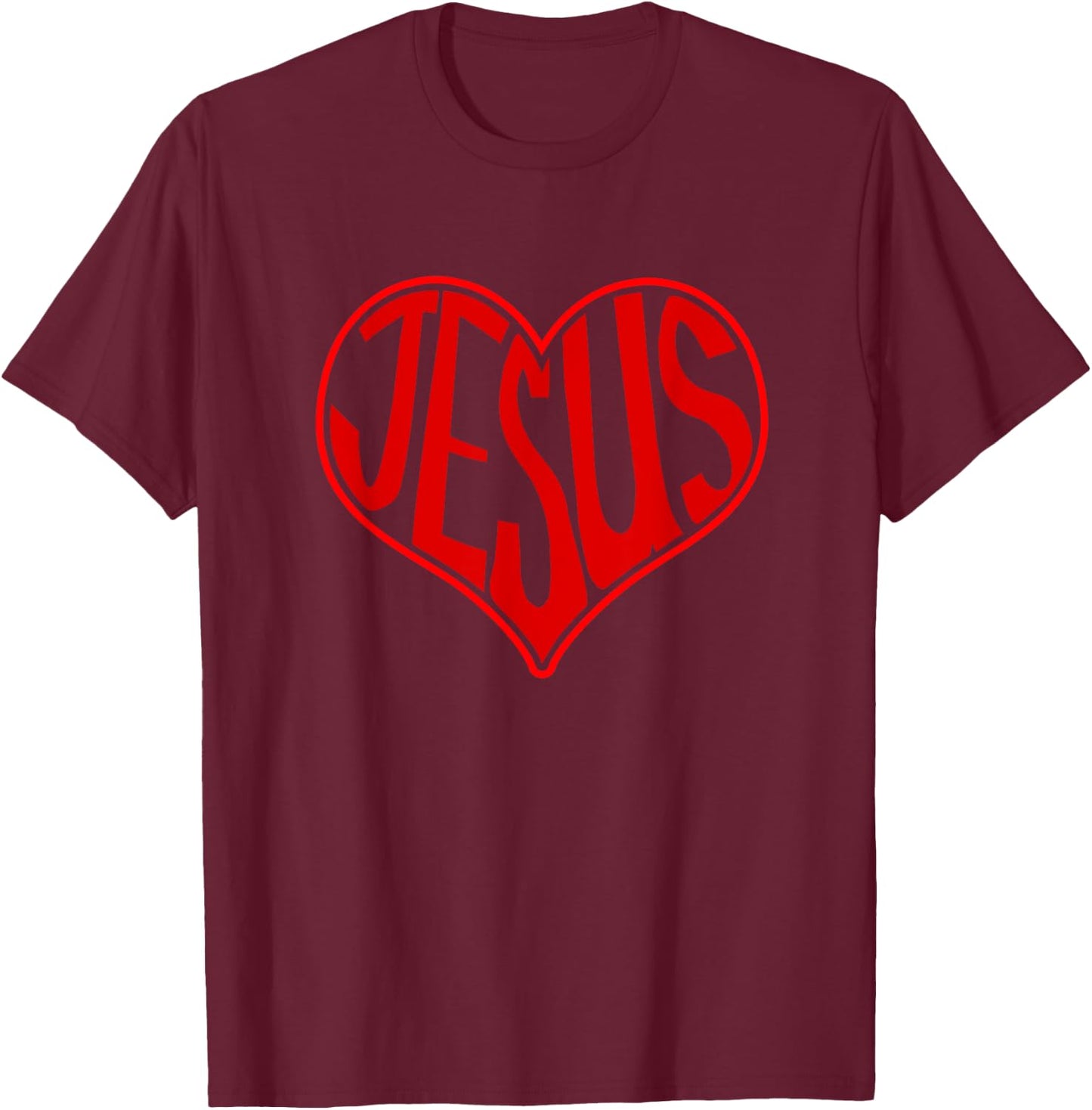Jesus Heart (Red) T-Shirt - T-Shirt | Maroon