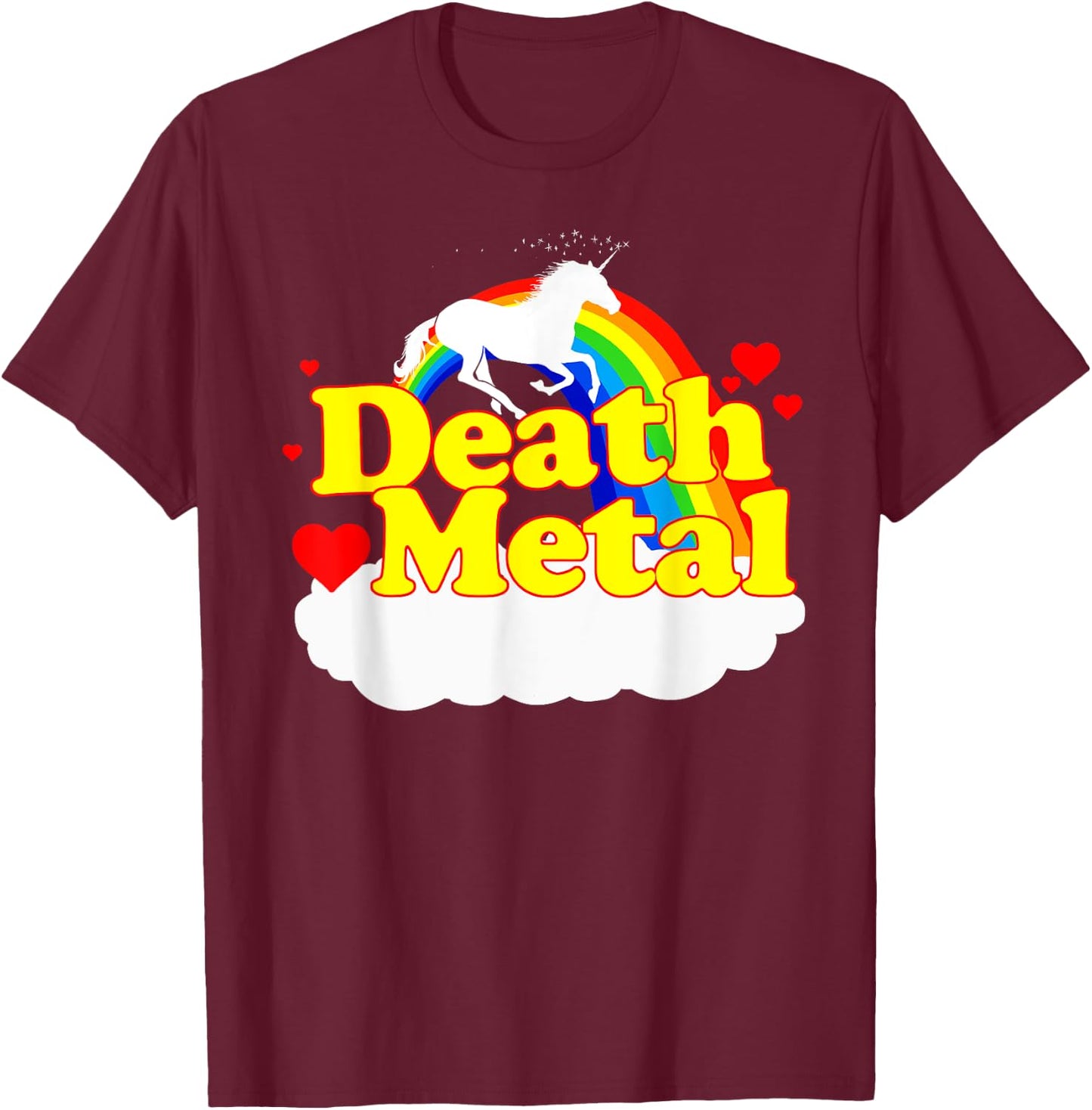 Death Metal Unicorn T-Shirt - T-Shirt | Maroon