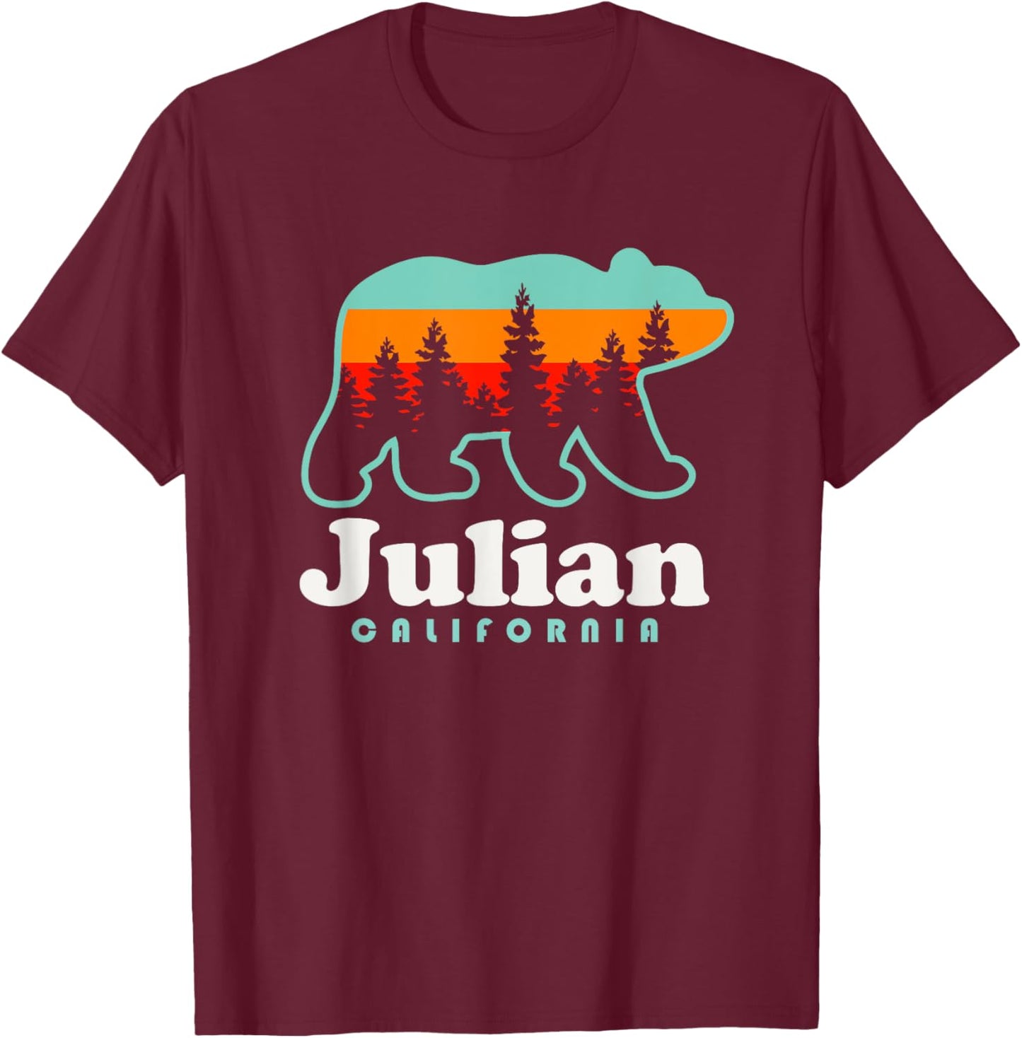 Julian California Mountains Bear Retro Outdoors T-Shirt - T-Shirt | Maroon
