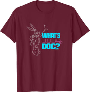 Looney Tunes What's Up Doc? Bugs Bunny Outline T-Shirt - T-Shirt | Maroon
