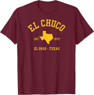 EL CHUCO El Paso TX Athletic Design W State Established 1873 T-Shirt - T-Shirt | Maroon