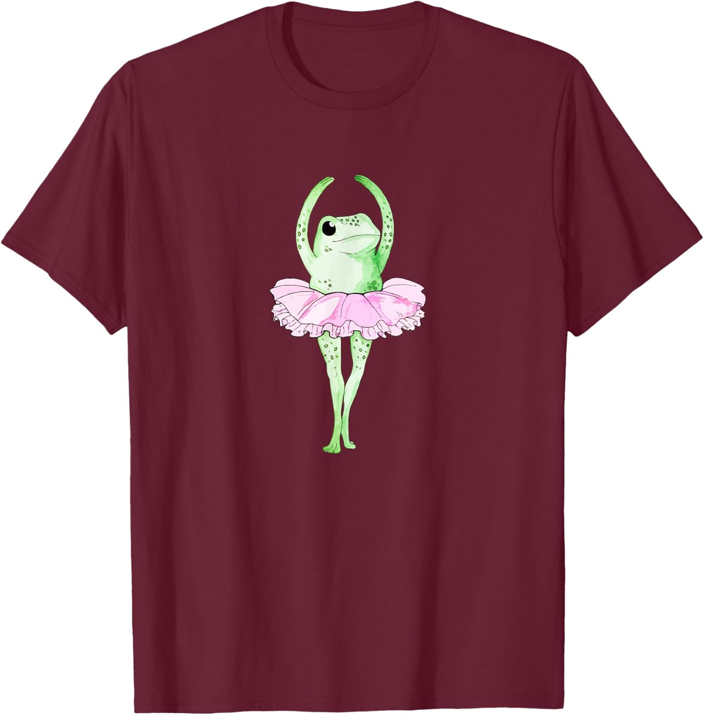 Aesthetic Frog dancing Ballerina Retro T-Shirt - T-Shirt | Maroon