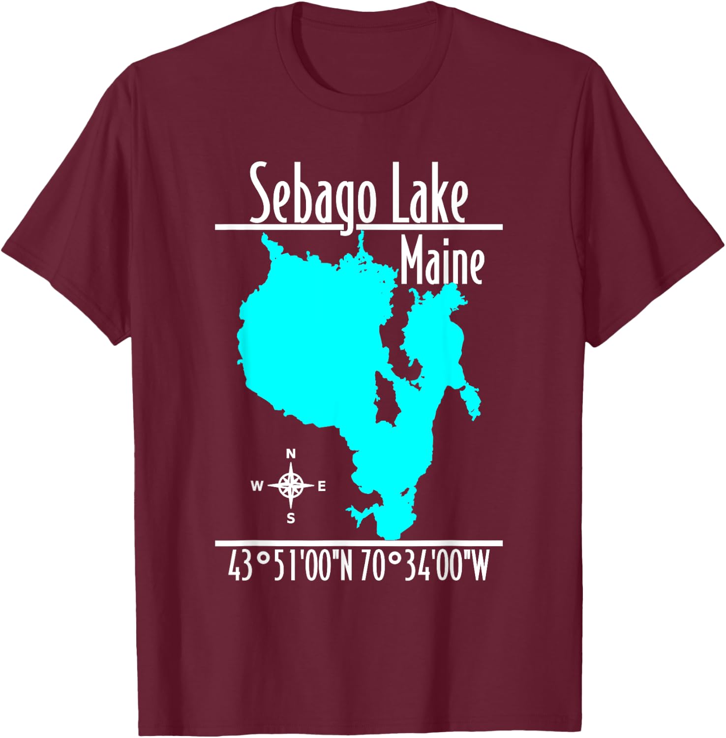 Modern Sebago Lake, Maine T-Shirt - T-Shirt | Maroon