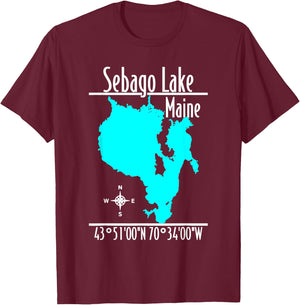 Modern Sebago Lake, Maine T-Shirt - T-Shirt | Maroon