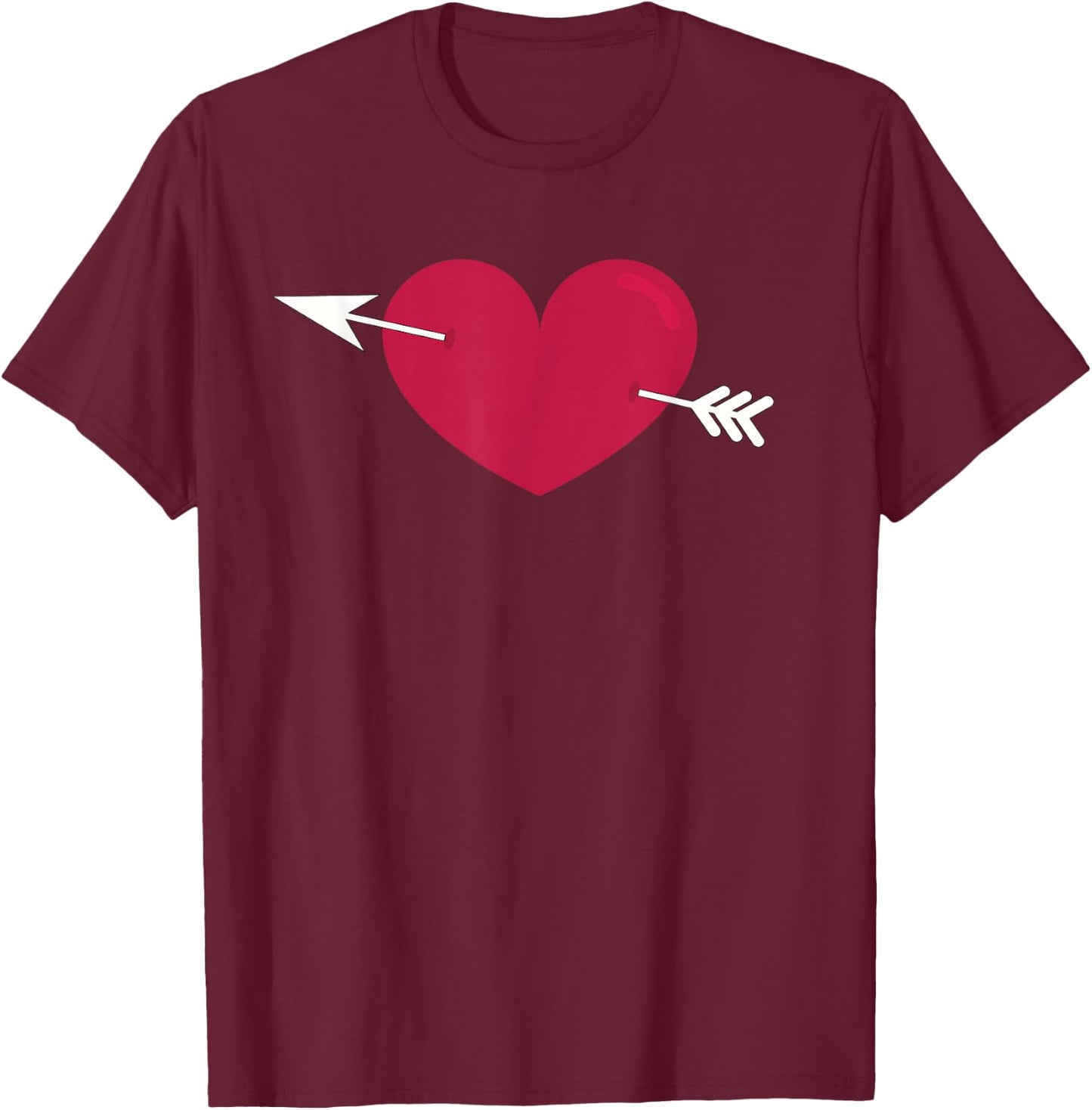 Lovestruck Symbol Cupid's Arrow and Heart Struck with Love T-Shirt - T-Shirt | Maroon