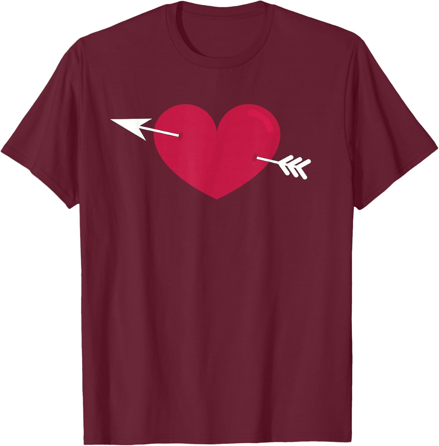 Lovestruck Symbol Cupid's Arrow and Heart Struck with Love T-Shirt - T-Shirt | Maroon