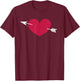 Lovestruck Symbol Cupid's Arrow and Heart Struck with Love T-Shirt - T-Shirt | Maroon