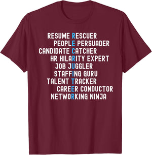 Click Like for Recruitment Funny Recruiter Definitions with Job Responsibilities -Adults Black T-Shirt - T-Shirt | Maroon