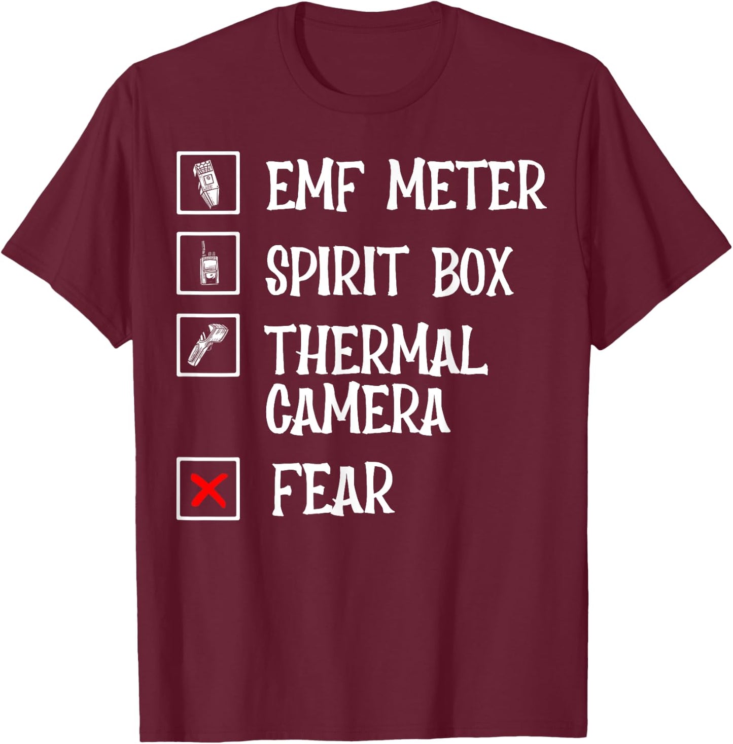 Phasmophobia - Ghost Hunter - Paranormal Investigators T-Shirt - T-Shirt | Maroon