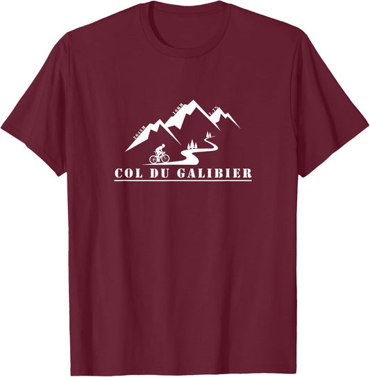 Col du Galibier, bicycle, France, Alps, cycling T-Shirt - T-Shirt | Maroon