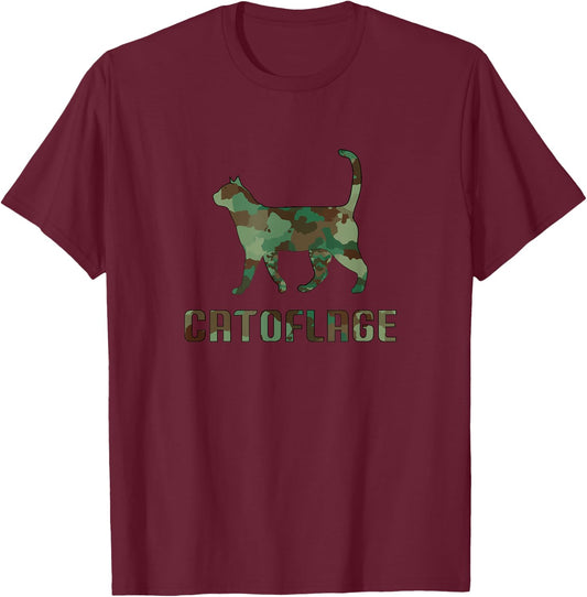 Camo Cat Catoflage Funny Cat Lover Cute Kitten Meow Cats T-Shirt - T-Shirt | Maroon