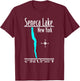 Modern Seneca Lake, New York T-Shirt - T-Shirt | Maroon