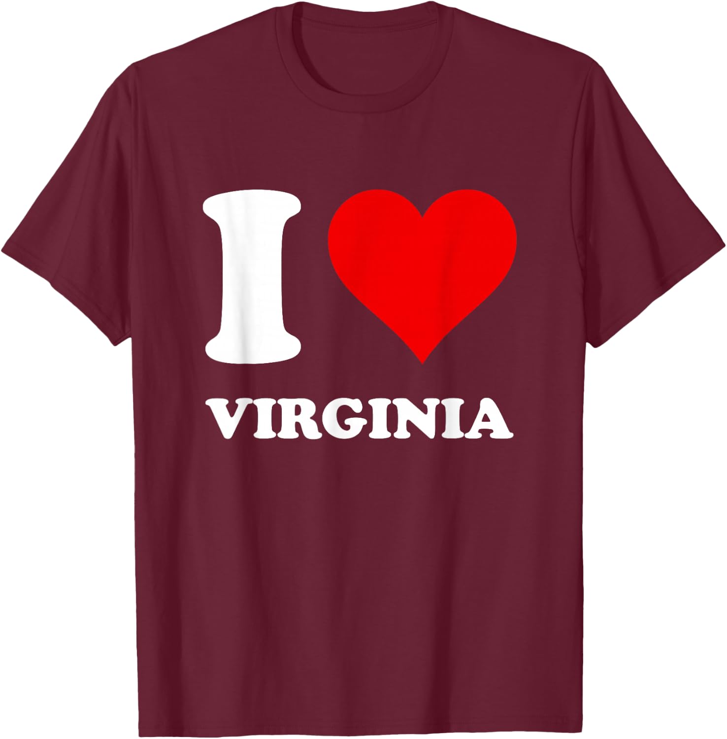 Red Heart I Love Virginia T-Shirt - T-Shirt | Maroon