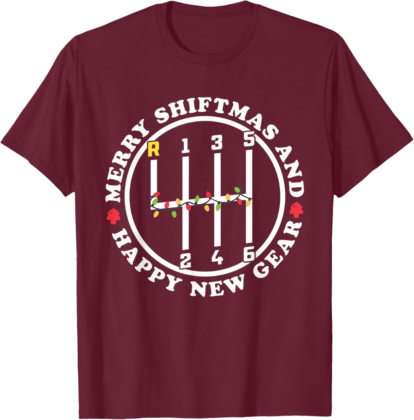 Merry Shiftmas And A Happy New Gear Christmas Manual Gearbox T-Shirt - T-Shirt | Maroon