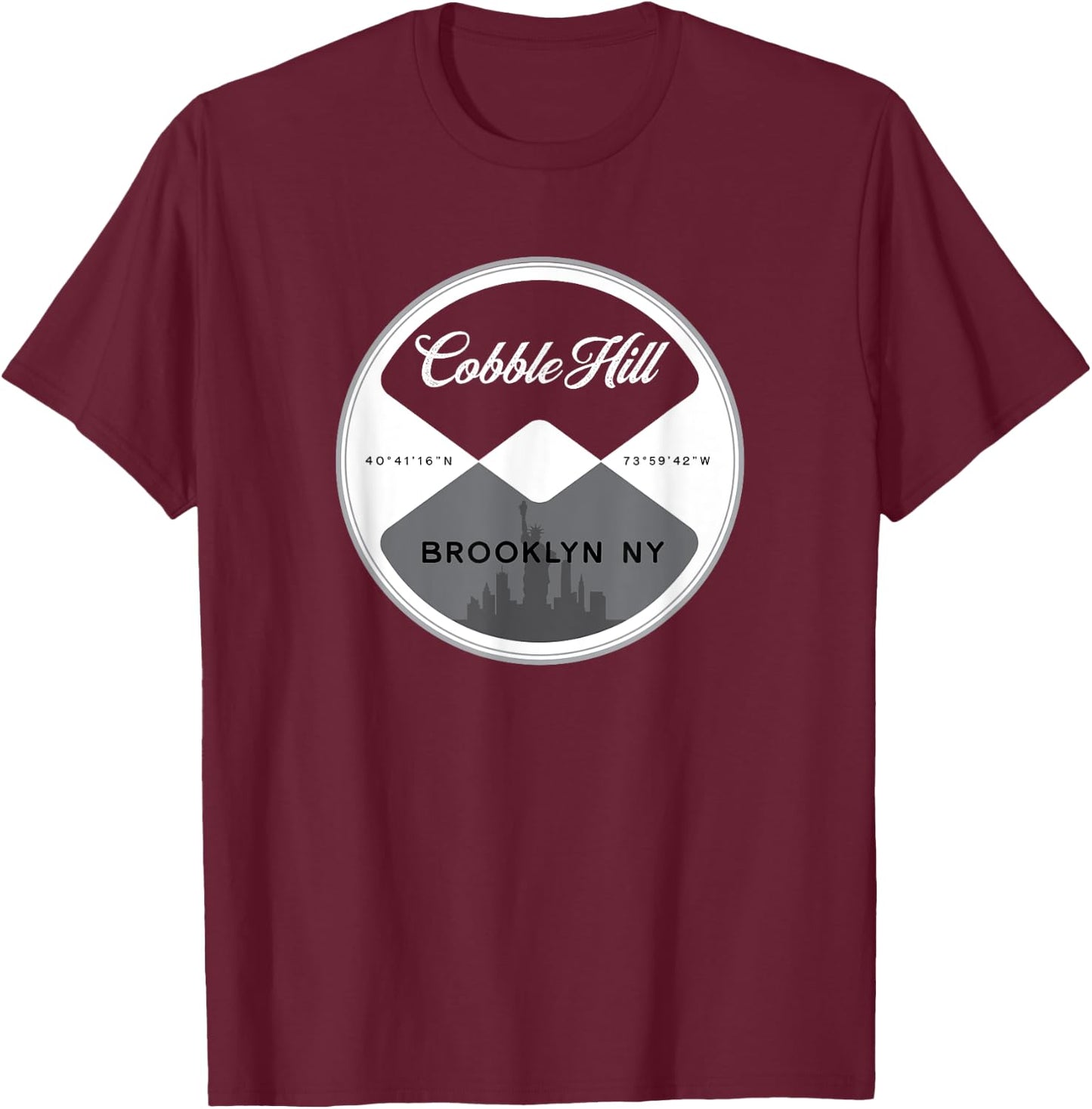 Cobble Hill Brooklyn New York City NYC Circle Graphic T-Shirt - T-Shirt | Maroon