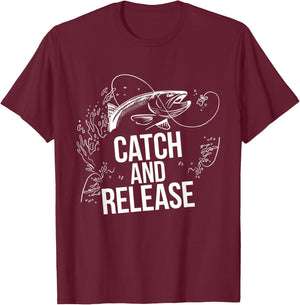 Catch & Release Fishermen Fishing T-Shirt - T-Shirt | Maroon