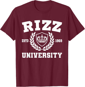 Rizz University Funny Memes W Rizz T-Shirt - T-Shirt | Maroon