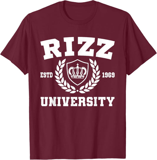 Rizz University Funny Memes W Rizz T-Shirt - T-Shirt | Maroon