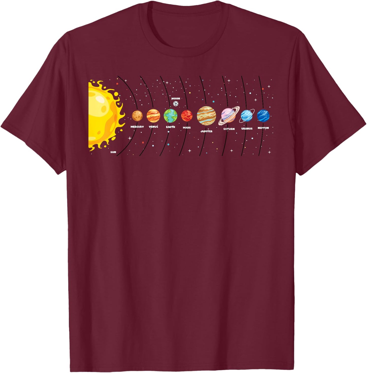 Solar System Galaxy Solar System Graphic Astronomy T-Shirt - T-Shirt | Maroon