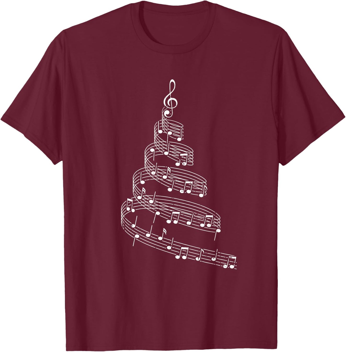 Music Note Christmas Tree X-mas Pajama Musician T-Shirt - T-Shirt | Maroon