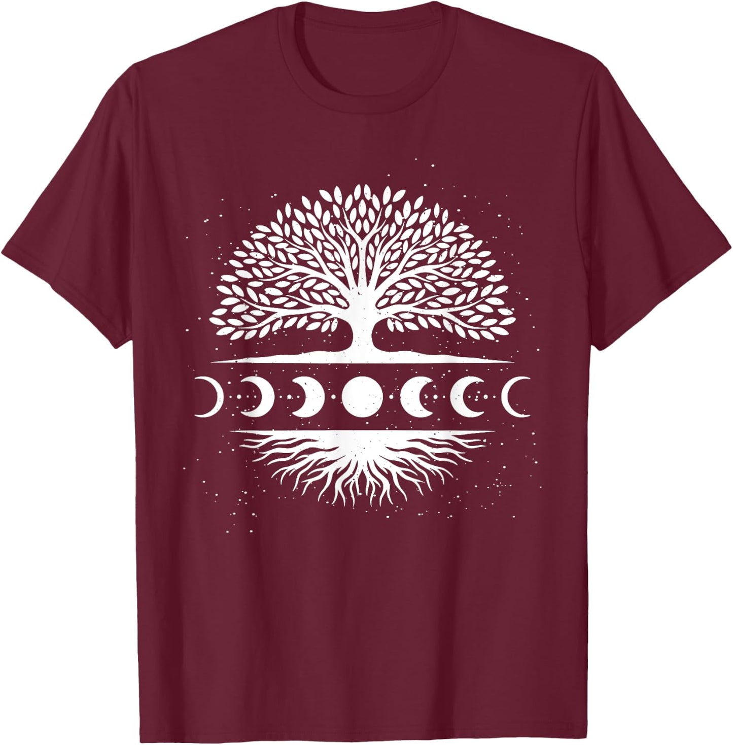 Tree Of Life Yggdrasil Moon Phase Spiritual T-Shirt - T-Shirt | Maroon