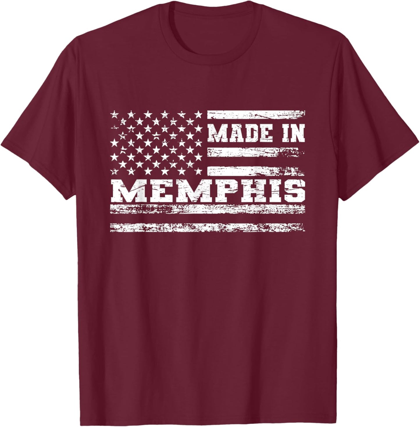 Made In Memphis Vintage US Flag T-Shirt - T-Shirt | Maroon